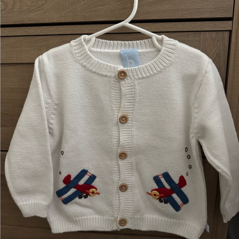 Bella Bliss Boys Knit Airplane Cardigan Sweater - Size 4T - Picture 5 of 5